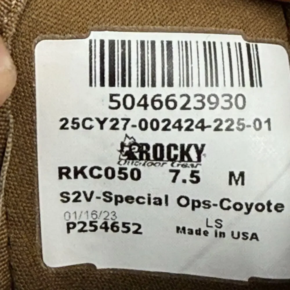 Rocky S2V Special Ops Tactical Military Boots Men’s 7.5 Coyote Brown 8” New